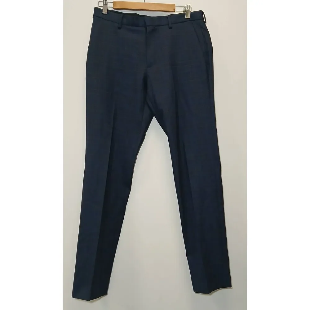 J.crew mens size 31 Ludlow four season fine wool pants blue window pane